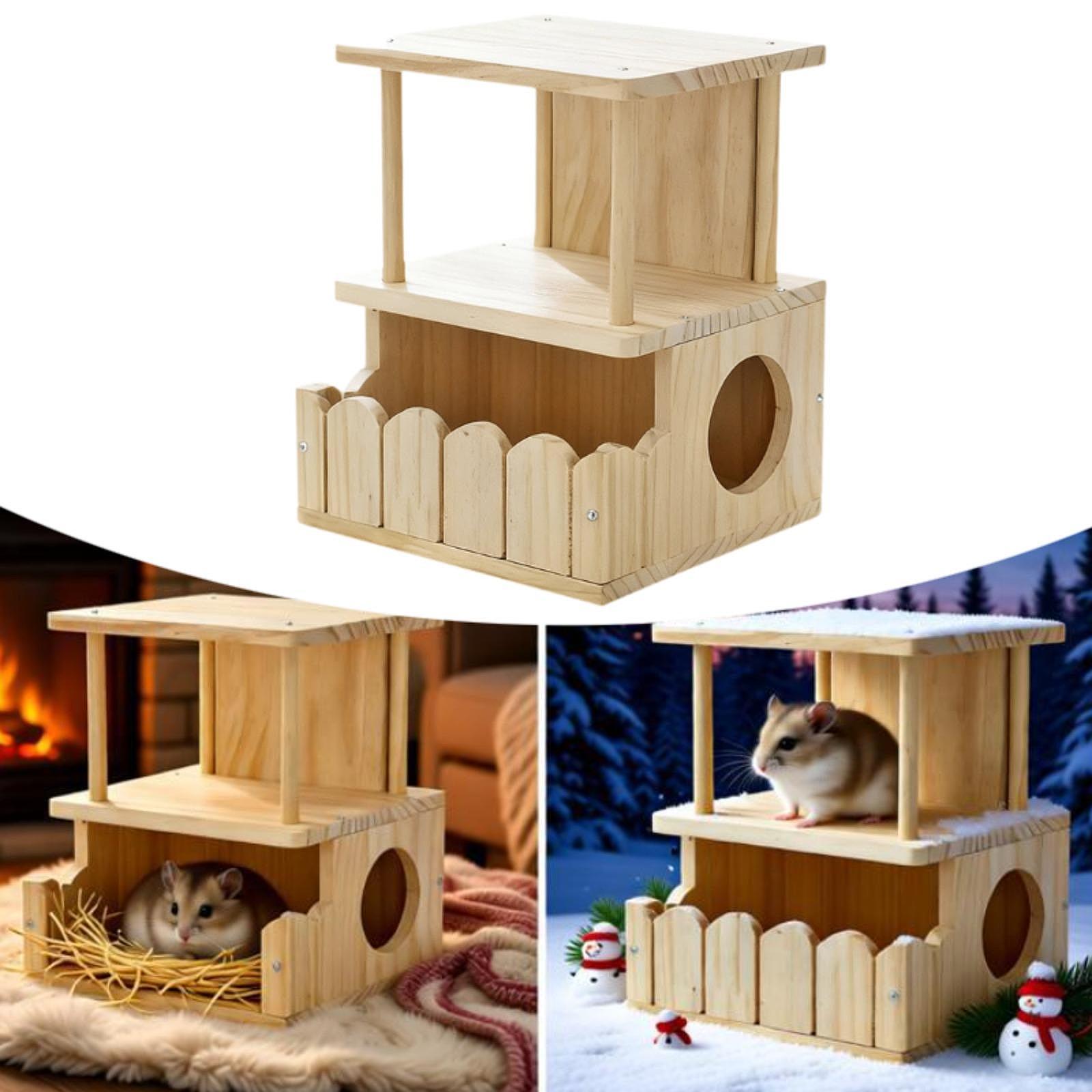 Home Decor Habitat - 친칠라 애완동물 캐빈 통풍이 잘되는 나무