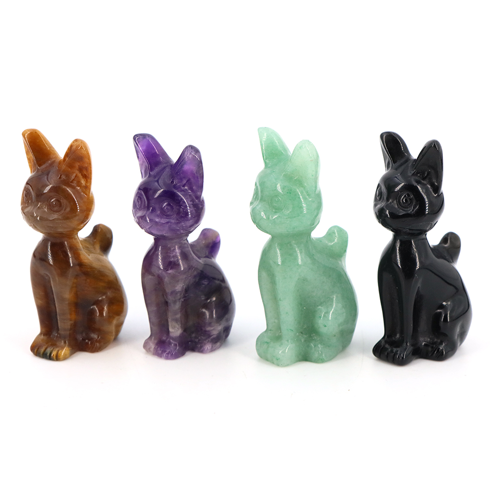 Home Decor Egypt - 천연석 이집트 고양이 동상 크리스탈 조각