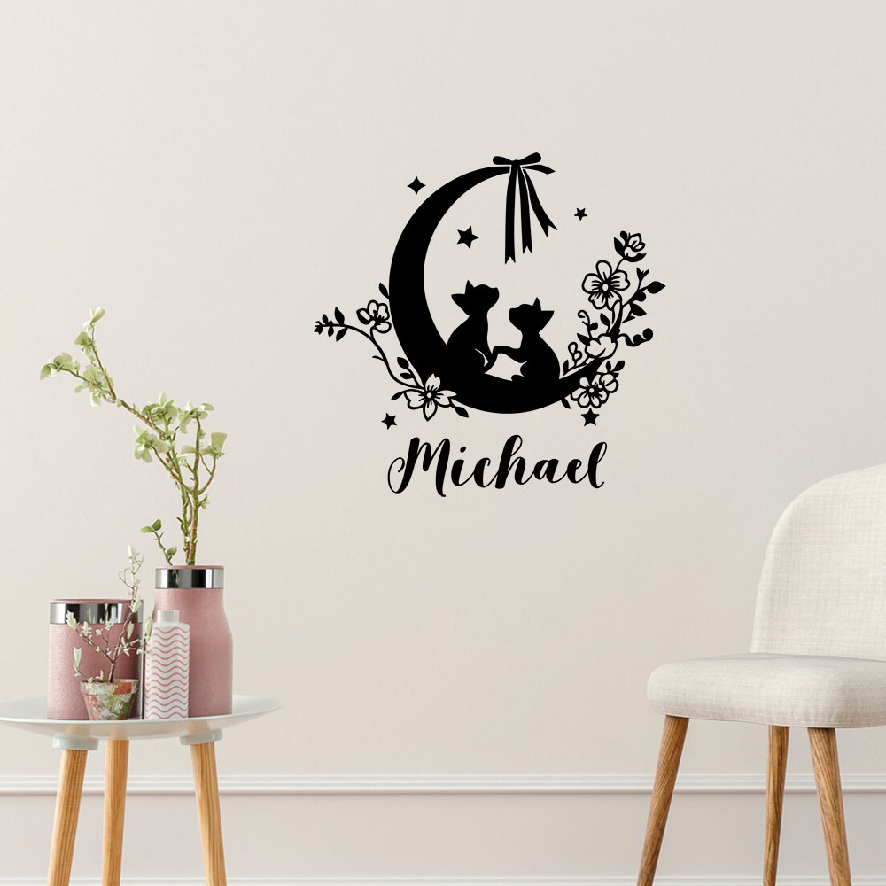 Home Decor Wall Tiles - 1PC 다채로운 고양이 꽃 달 사용자