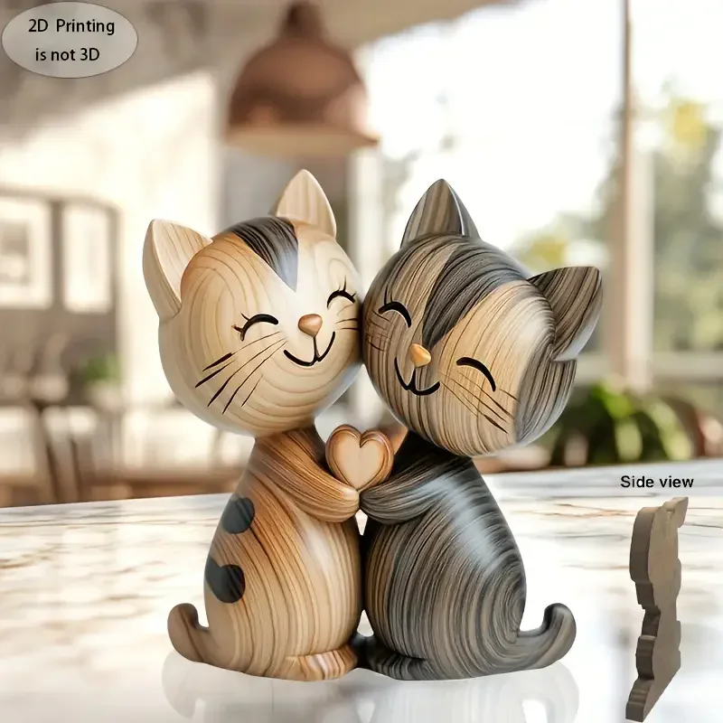 Home Decor Enthusiast - 나무 새끼 고양이 커플 조각 매력적인