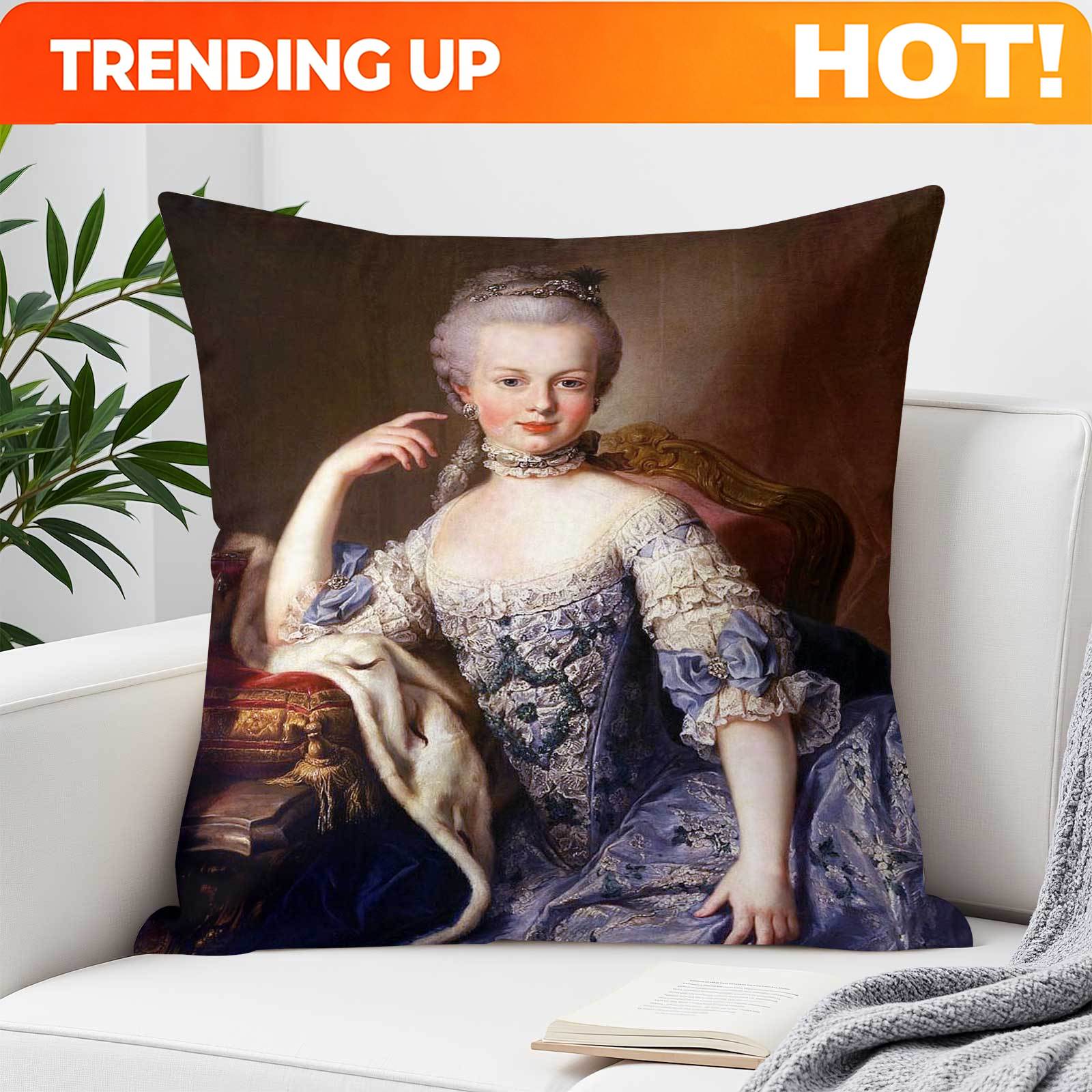Decorative Throw Pillow - 마리 앙투아네트 패턴이 있는 장식용 정사각형
