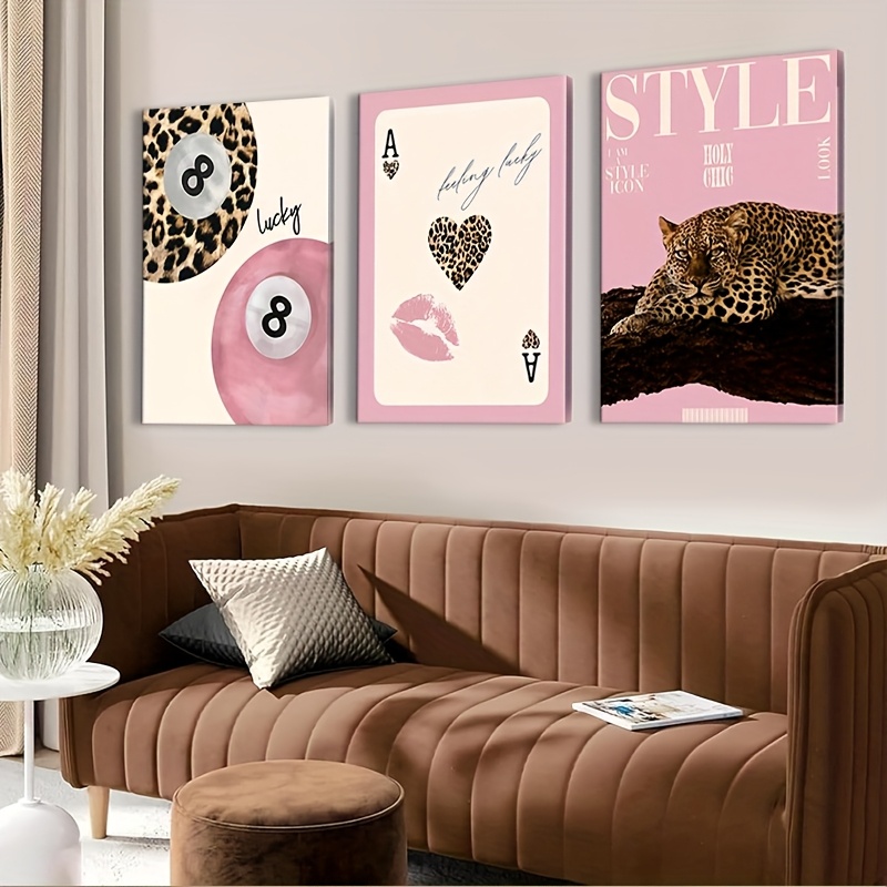 Home Decor Youtube - 3피스 레오파드 치타 캔버스 벽 예술