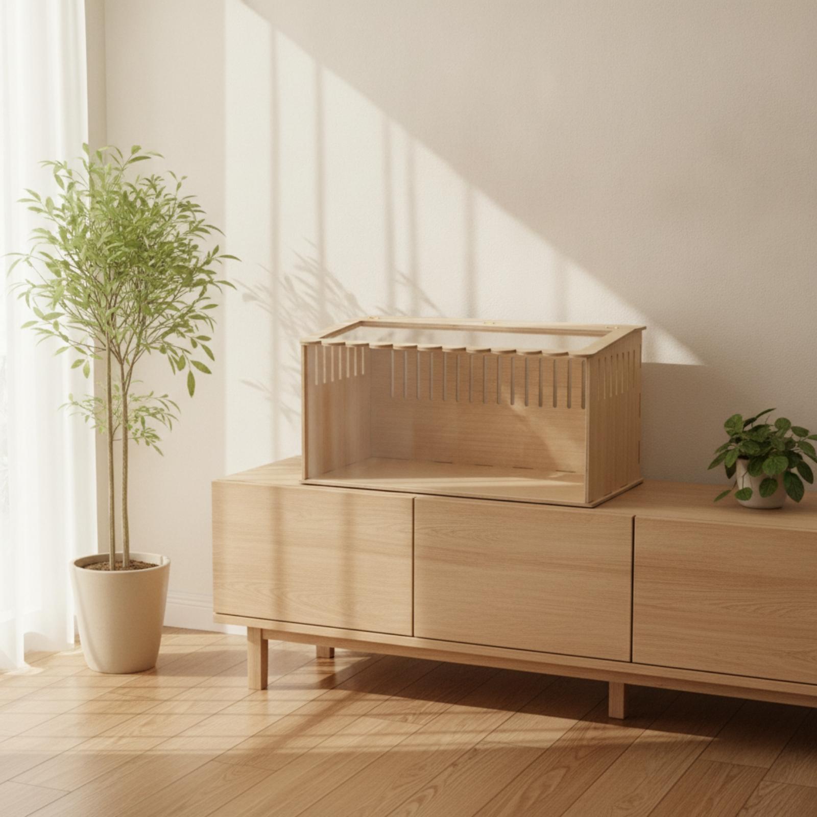 Home Decor Habitat - 소형 동물 사육장용 목재 재질, 장식적인