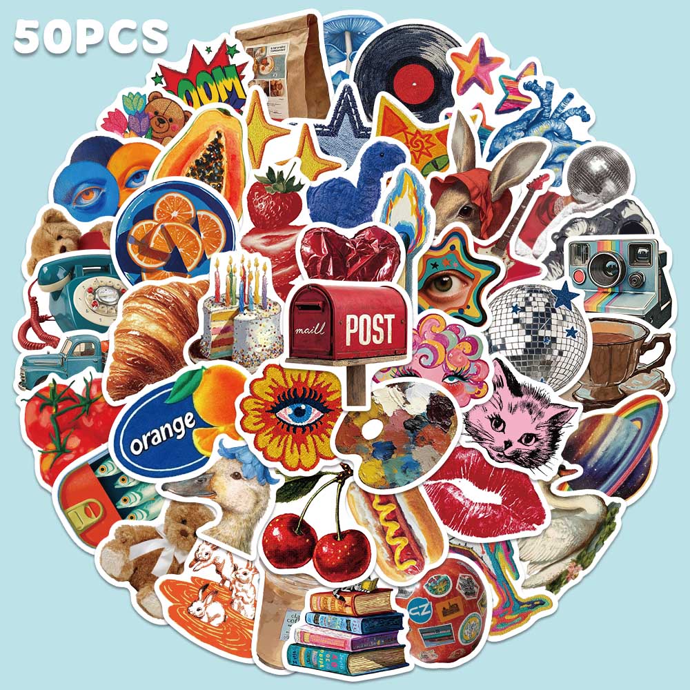 Home Decor Magazine - 50개 빈티지 Y2K 스티커 패션 콜라주