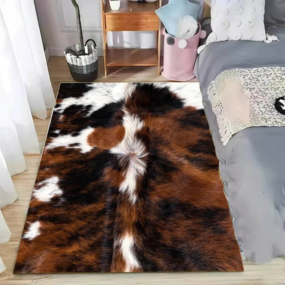 Cowhide Rug Faux - 인조 소가죽 패턴 러그, 자연스러운 질감의