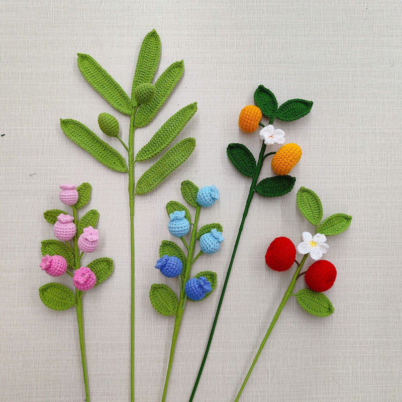 Yarn Home Decor - 완제품 수제 뜨개질 꽃다발 인공 꽃