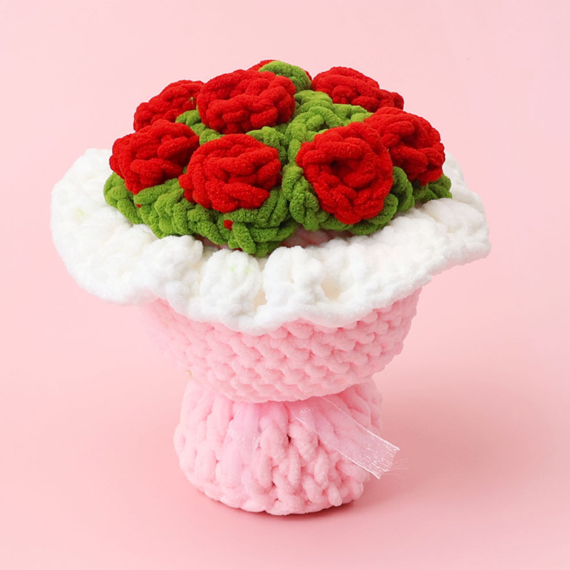 Yarn Home Decor - 발렌타인데이 선물 부케 완제품 수제 뜨개질