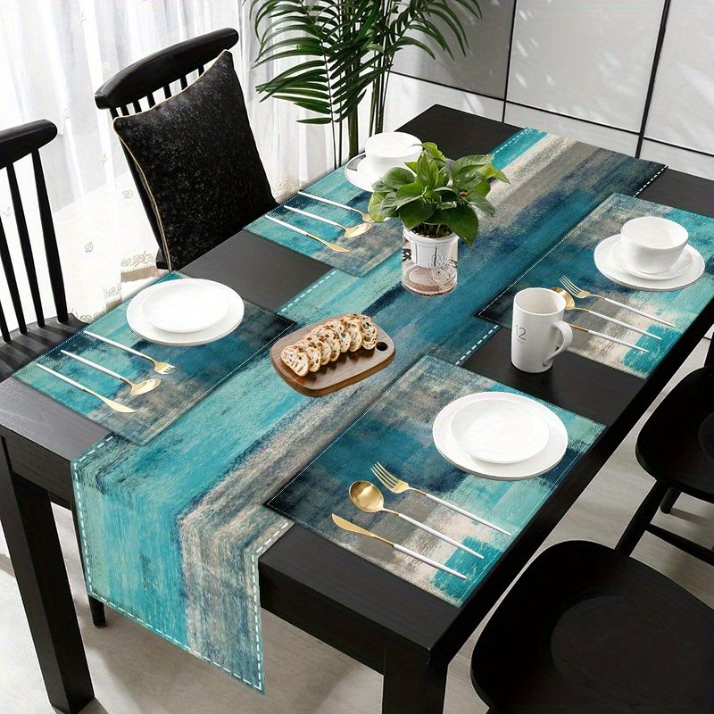 Linen Table Runner - VIKAMA Morandi 추상 잉크 테이블 러너