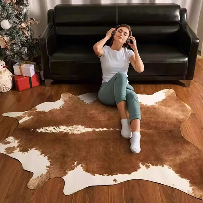 Cowhide Rug Faux - 프리미엄 소가죽 무늬 인조 가죽 러그,