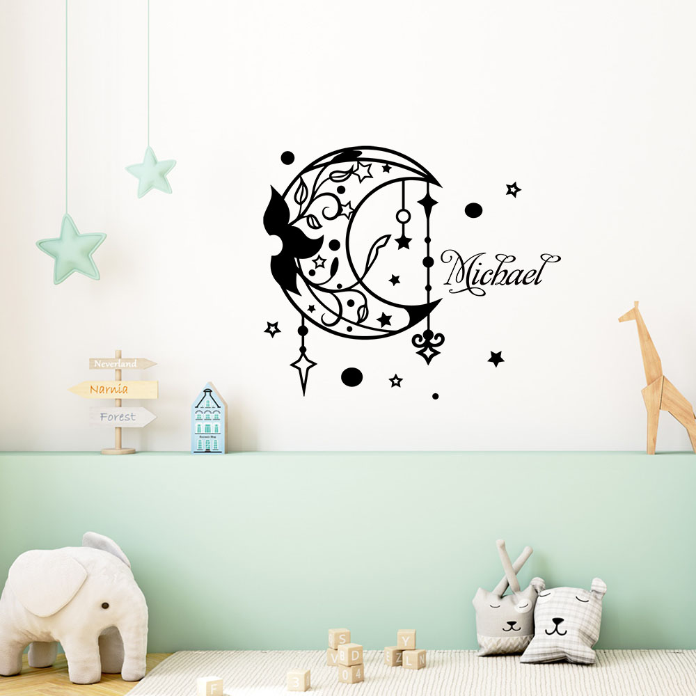 Home Decor Wall Tiles - 1PC Cool Moon 맞춤형 이름 아트
