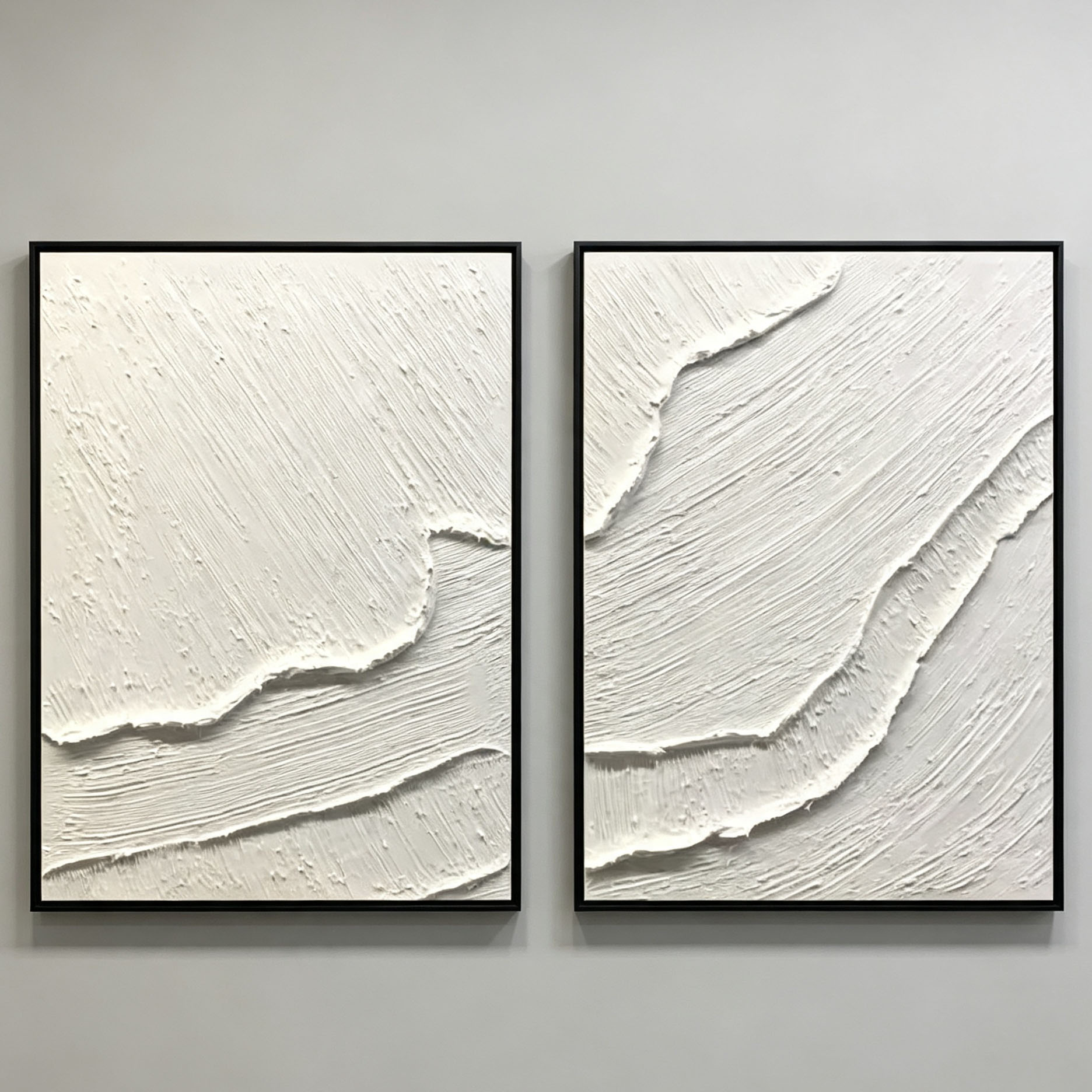 손으로 그린 흰색 3D 두꺼운 질감의 추상 유화 미니멀 - Home Decor Frames 리뷰 및 가격