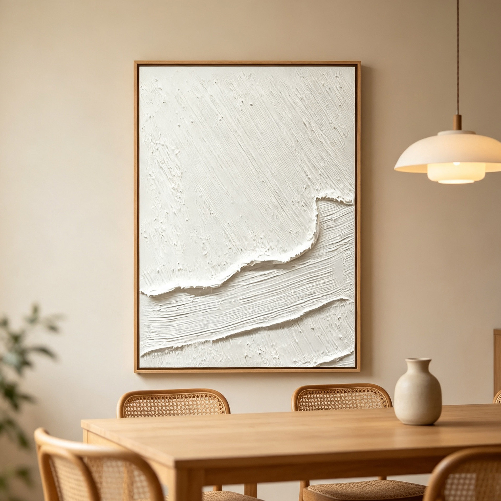 손으로 그린 흰색 3D 두꺼운 질감의 추상 유화 미니멀 - Home Decor Frames 리뷰 및 가격