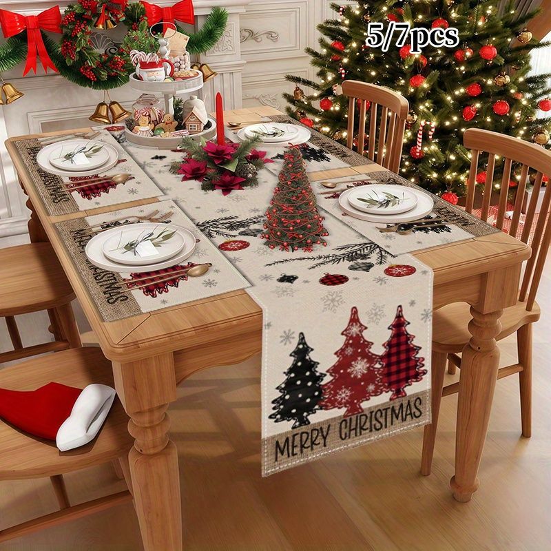 미국 컨트리 크리스마스 테이블 러너 플레이스매트 세트  - Linen Table Runner 리뷰 및 가격