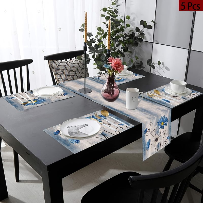 VIKAMA 아메리칸 컨트리 플라워 테이블 러너 매트  - Linen Table Runner 리뷰 및 가격
