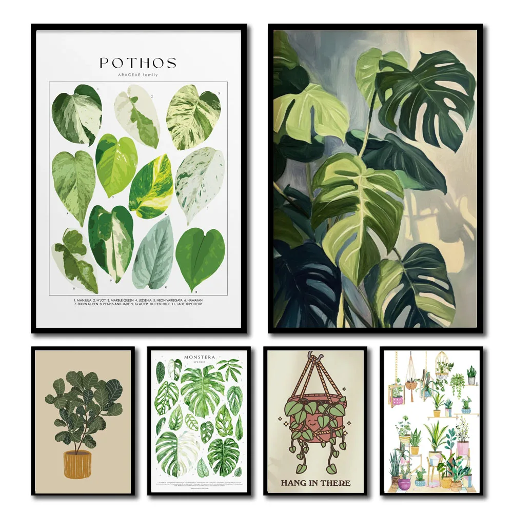 1pc 현대 실내 식물 잎 캔버스 벽 아트 프린트, 거 - Home Decor Design Interior 리뷰 및 가격