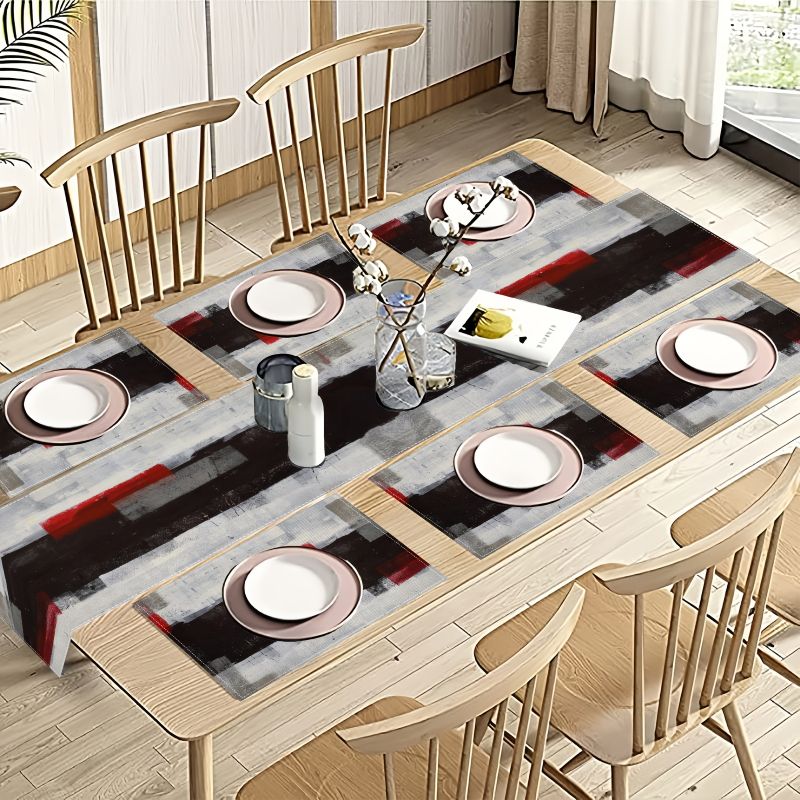 현대 미술풍 대비되는 추상 테이블 러너 플레이스매트 세 - Linen Table Runner 리뷰 및 가격