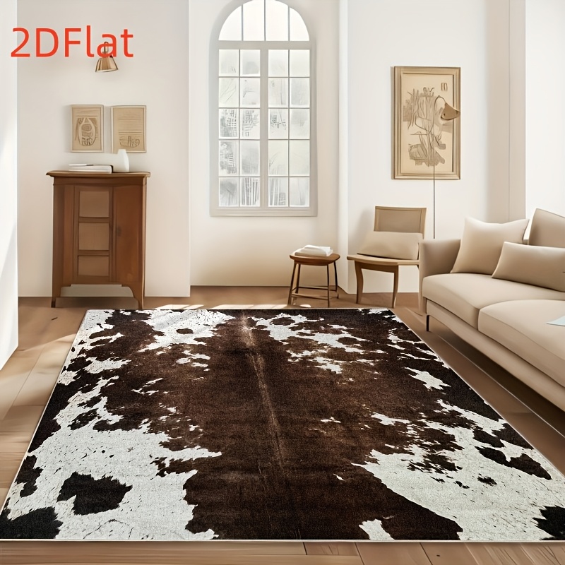2D 플랫 소가죽 프린트 플란넬 러그 미끄럼 방지 인조 - Cowhide Rug Faux 리뷰 및 가격