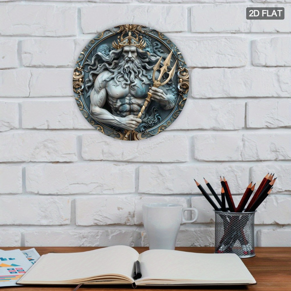 2D 평면, 1개 2D 평면 포세이돈 동상 원형 금속  - Home Decor Design Interior 리뷰 및 가격