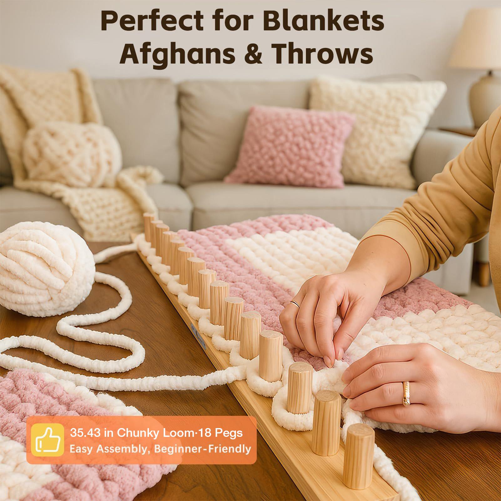 뜨개질 기계 35인치 나무 두꺼운 실 뜨개질 도구 어린 - Yarn Home Decor 리뷰 및 가격
