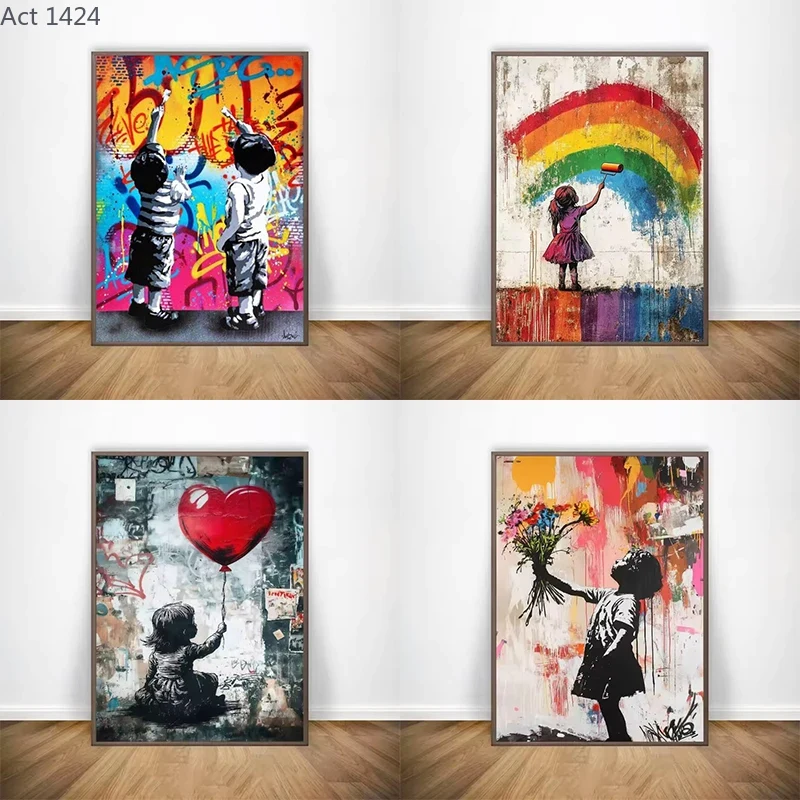 추상 어린이 그림 포스터 및 프린트, 뱅크시 그래피티  - Home Decor Essentials 리뷰 및 가격