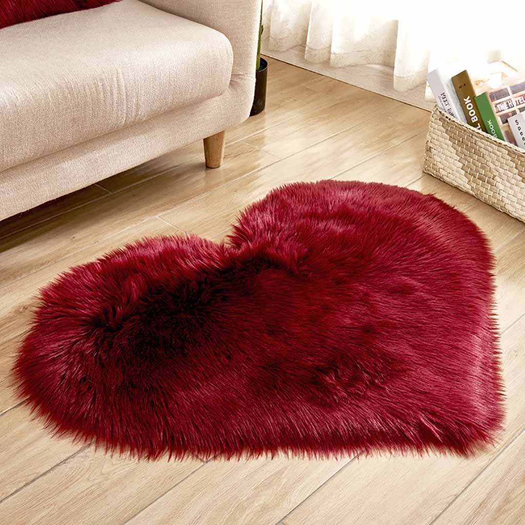 하트 모양의 인조 모피 러그, 침실용 푹신하고 푹신한  - Cowhide Rug Faux 리뷰 및 가격