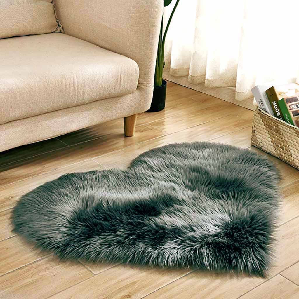 하트 모양의 인조 모피 러그, 침실용 푹신하고 푹신한  - Cowhide Rug Faux 리뷰 및 가격
