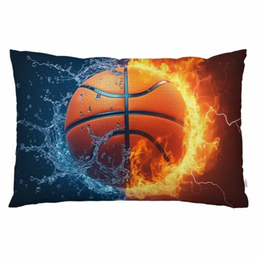 화염과 얼음 농구 디자인 미국 스타일 장식 요추 쿠션  - Decorative Throw Pillow 리뷰 및 가격