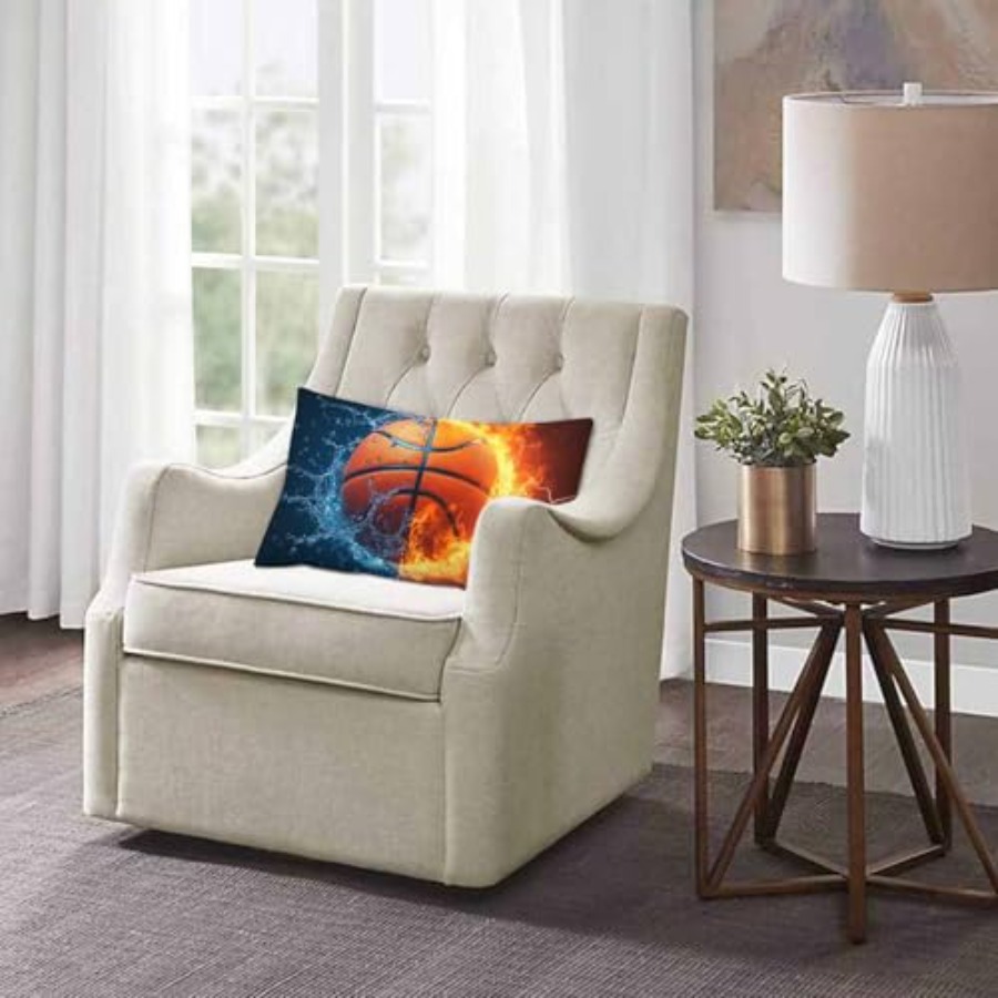 화염과 얼음 농구 디자인 미국 스타일 장식 요추 쿠션  - Decorative Throw Pillow 리뷰 및 가격