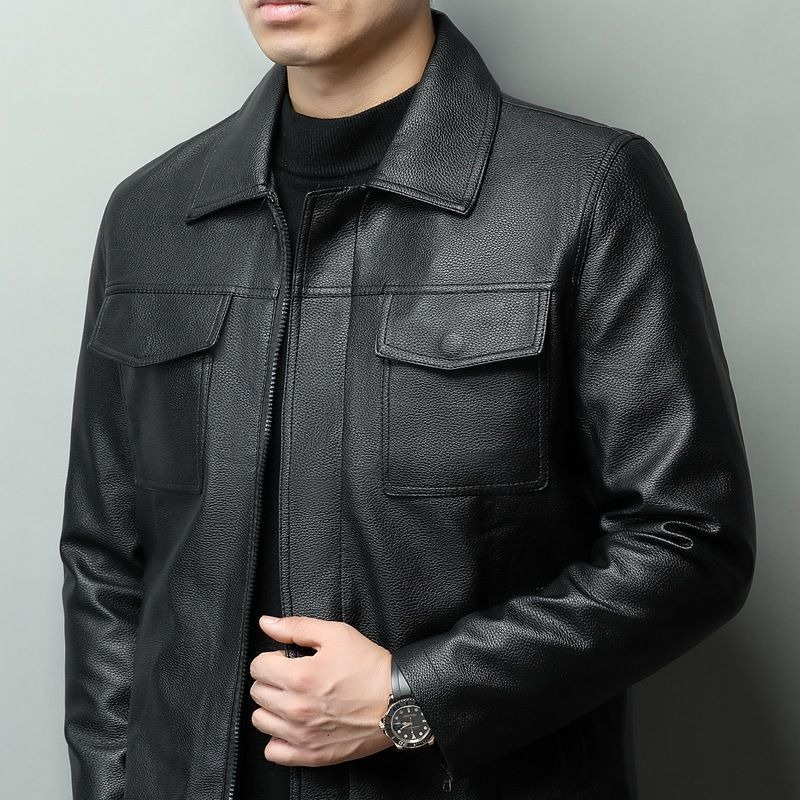 빈티지 브라운 소가죽 바이커 재킷 남성용 러기드 인조  - Cowhide Rug Faux 리뷰 및 가격