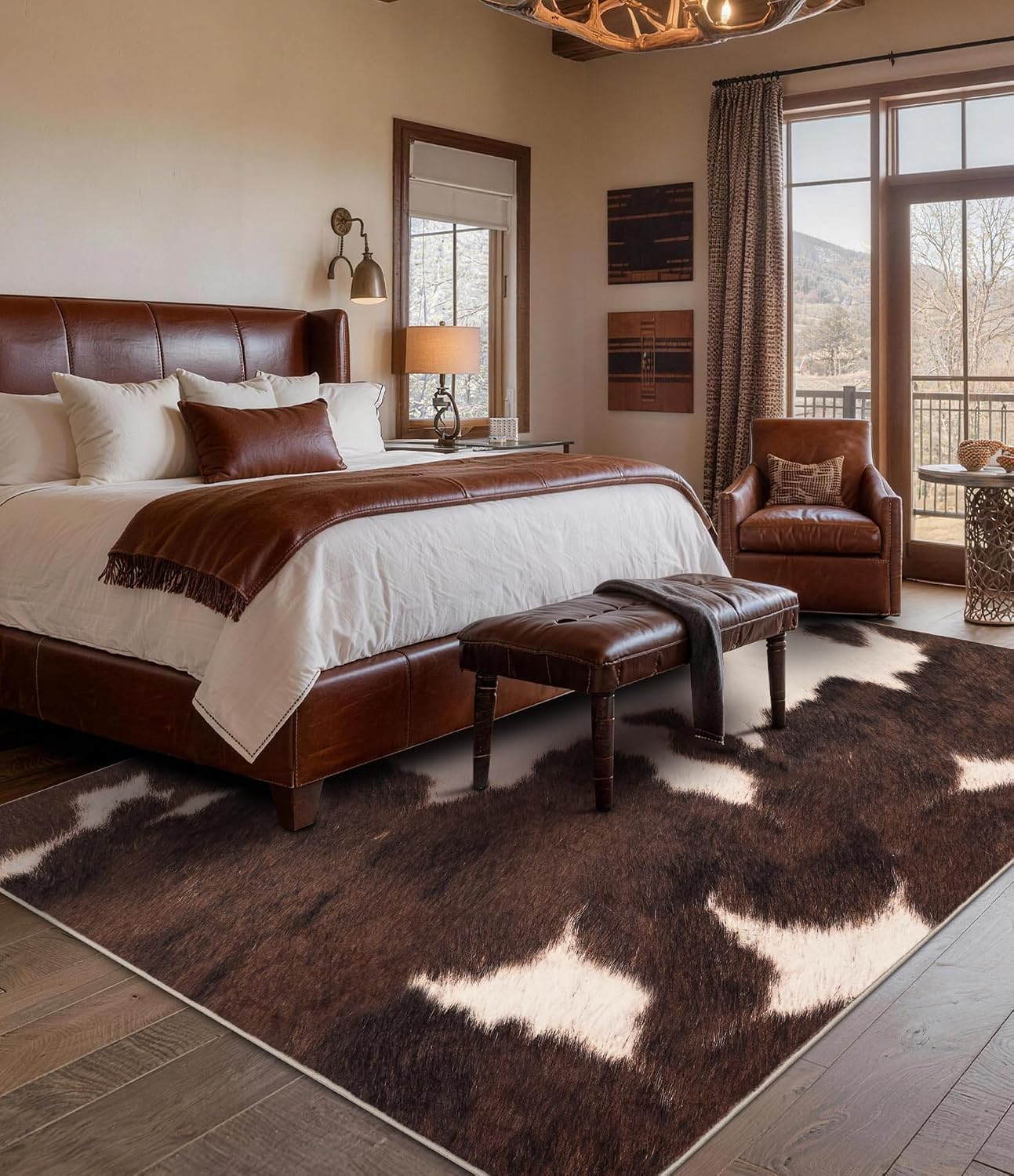 브라운 인조 소가죽 카펫, 부드러운 낮은 파일의 세탁  - Cowhide Rug Faux 리뷰 및 가격