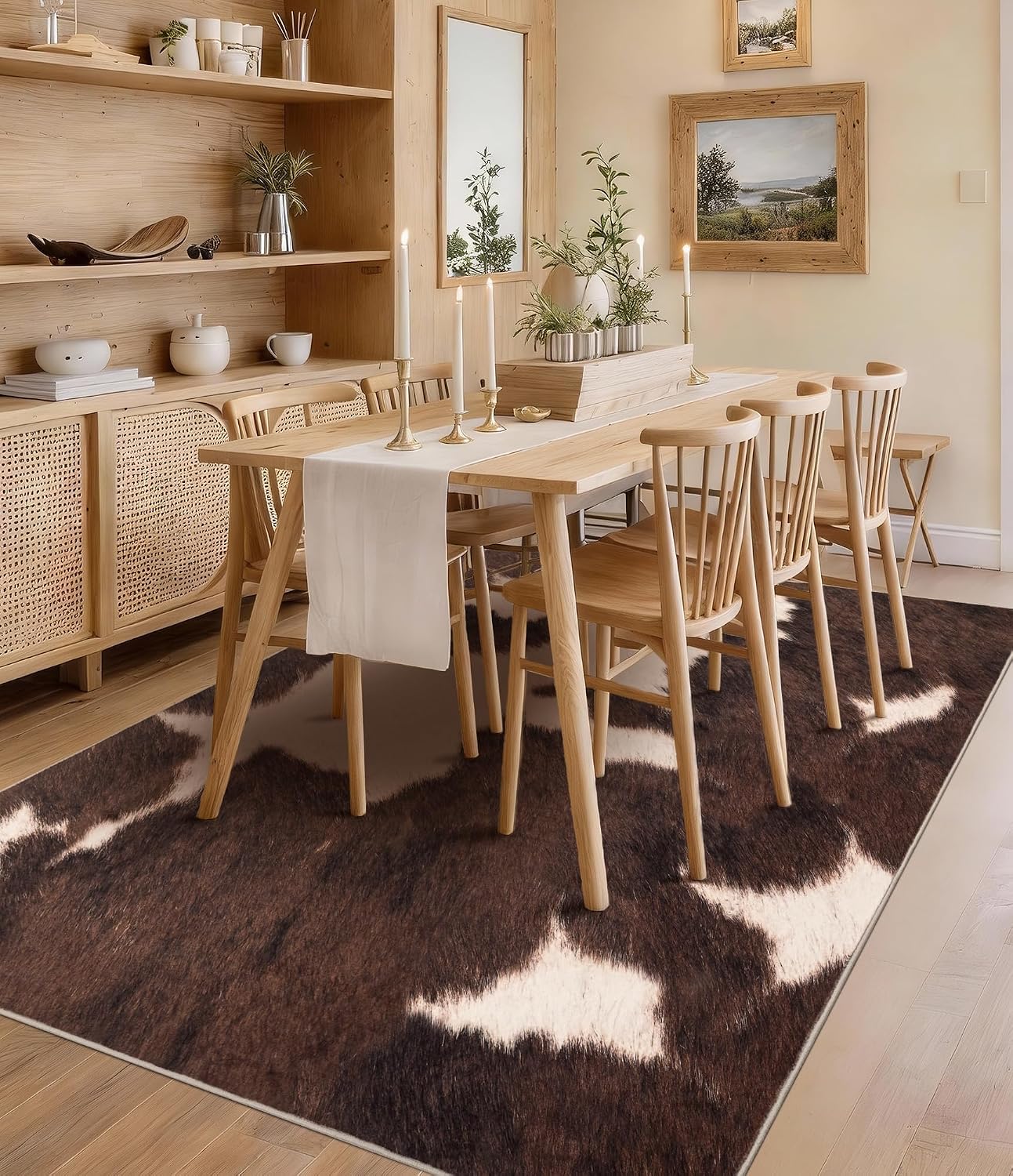 브라운 인조 소가죽 카펫, 부드러운 낮은 파일의 세탁  - Cowhide Rug Faux 리뷰 및 가격