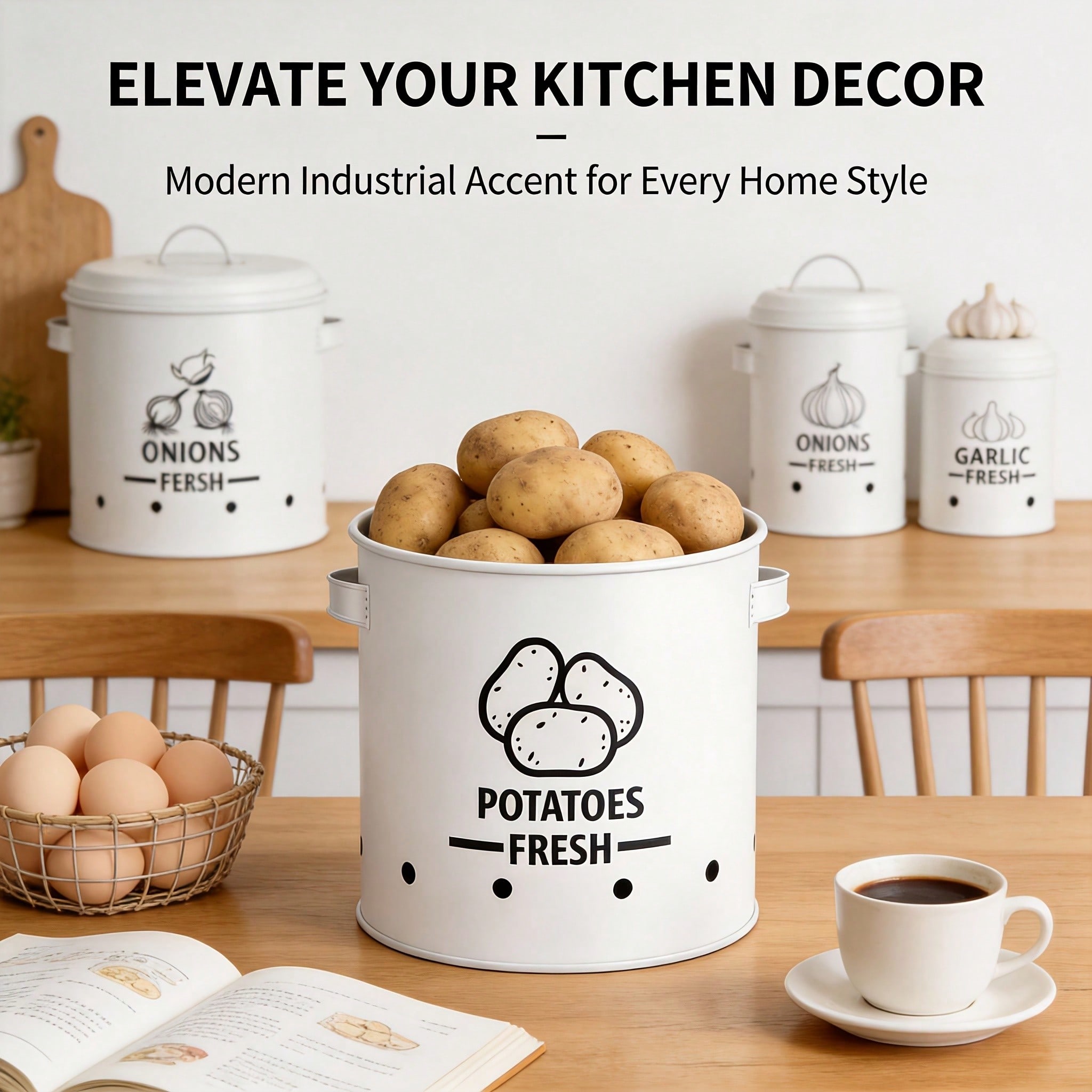 감자 양파 마늘 보관함 세트, 농가풍 블랙 메탈 3종  - Home Decor Kolkata 리뷰 및 가격