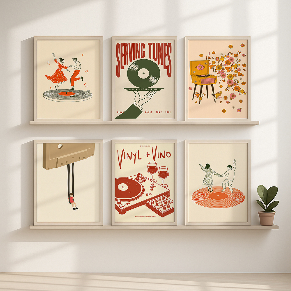 1pc 빈티지 음악 캔버스 포스터 프레임이 없는 레트로 - Home Decor Youtube 리뷰 및 가격
