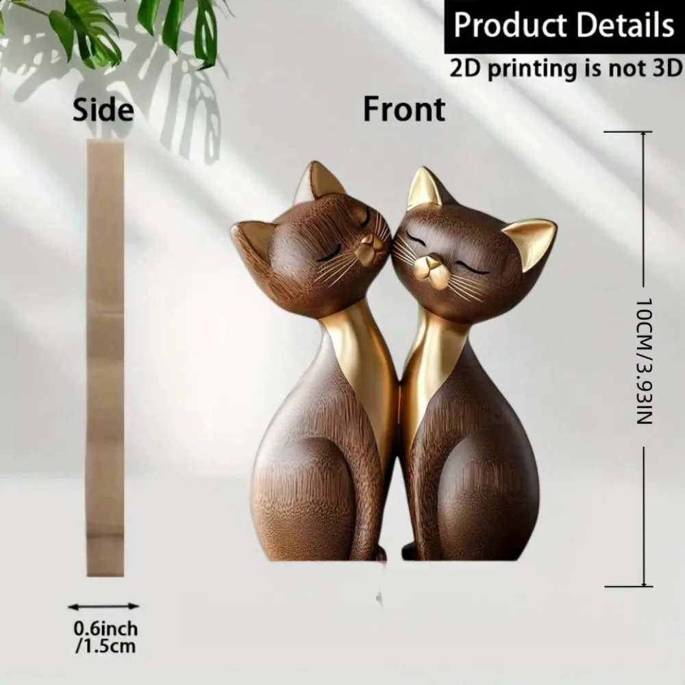 나무 새끼 고양이 커플 조각 매력적인 2D 플랫 고양이 - Home Decor Enthusiast 리뷰 및 가격