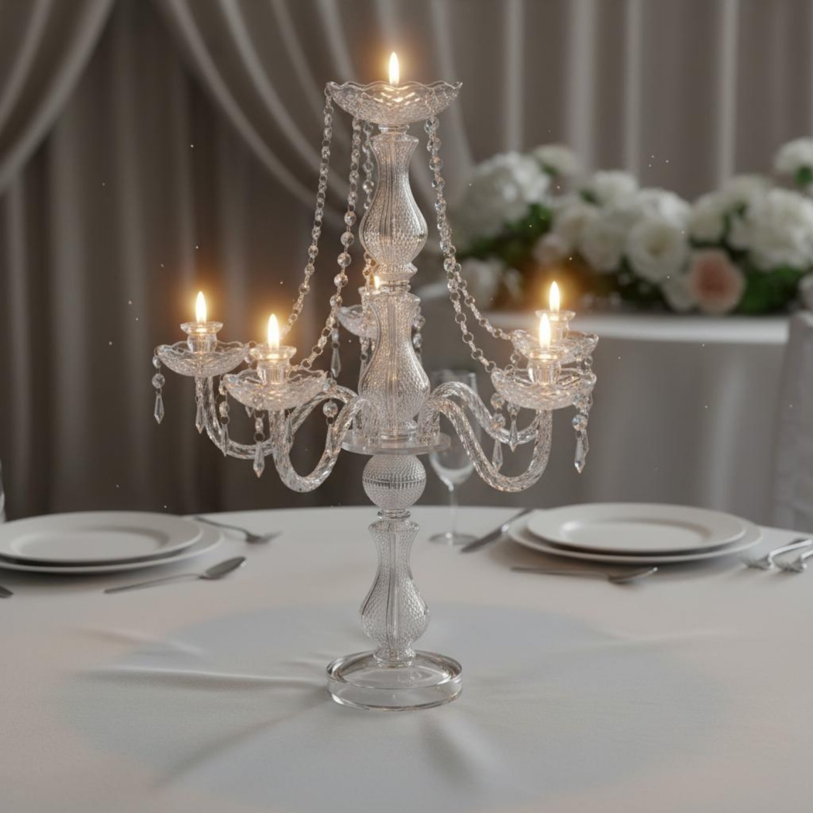 크리스탈 캔들라브라 우아한 웨딩 캔들라브라 크리스탈 캔 - Home Decor Design Interior 리뷰 및 가격