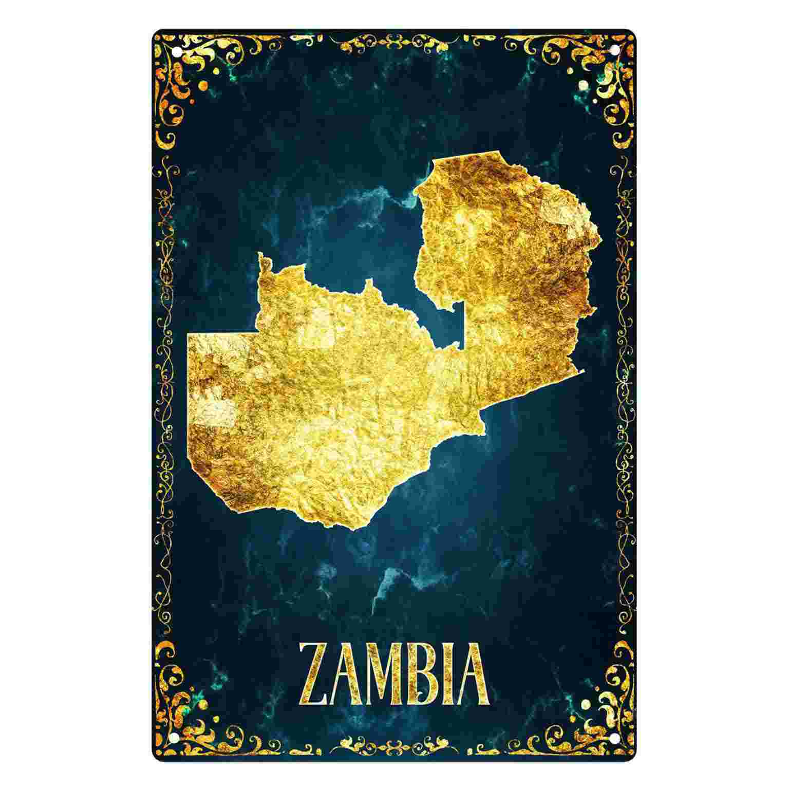 2D 평면 1개 세트 잠비아 금박 지도 장식 벽걸이 장 - Home Decor Zambia 리뷰 및 가격