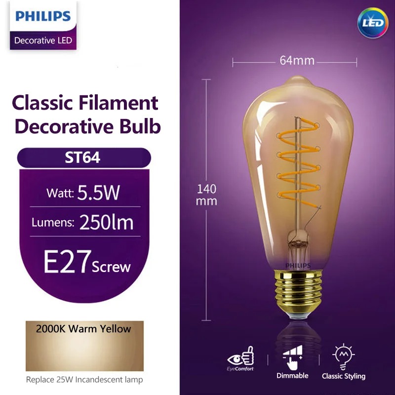 필립스 LED ST64 클래식 필라멘트 장식 전구 5. - Philips Bulb Led Classic 리뷰 및 가격