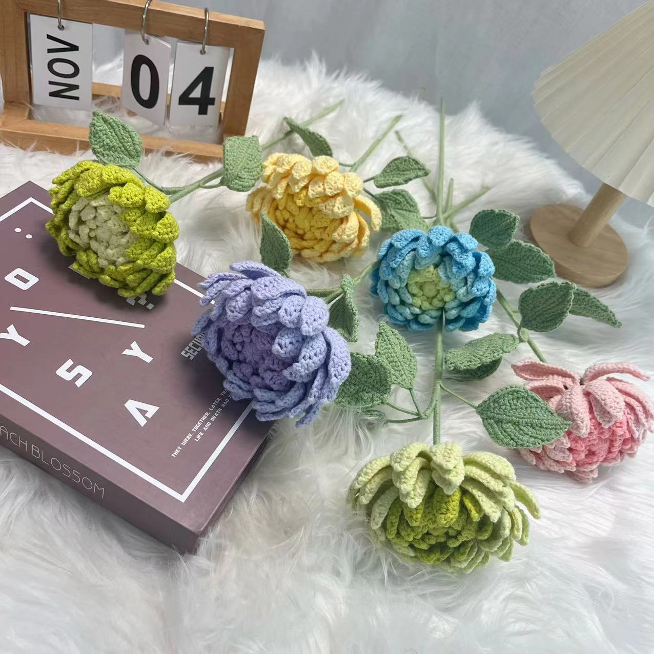 다알리아 완제품 수제 꽃다발 홈 데코 훅 위빙 여자친구 - Yarn Home Decor 리뷰 및 가격