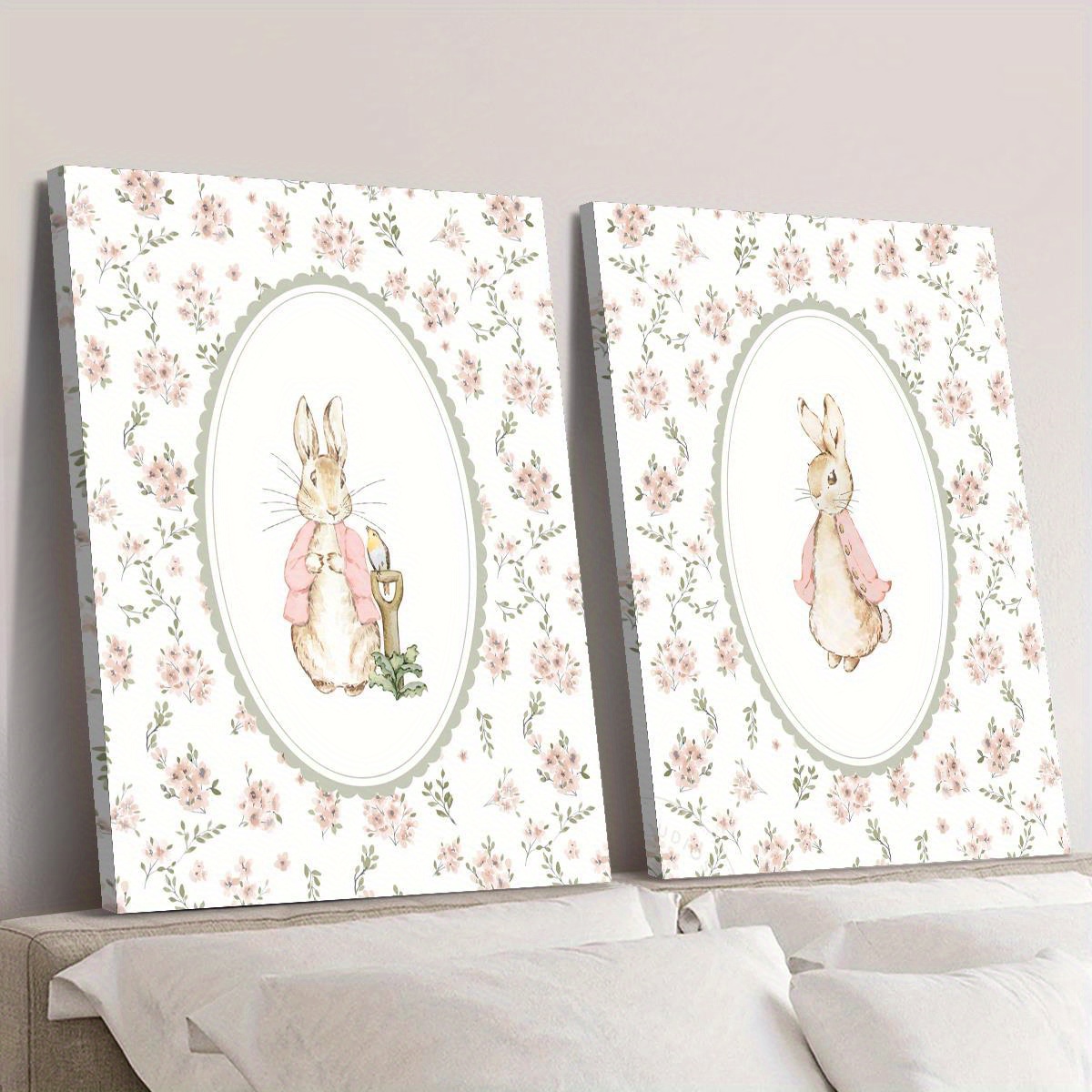 2pcs 레트로 부활절 토끼 캔버스 인쇄 아트, 프레임 - Home Decor Youtube 리뷰 및 가격