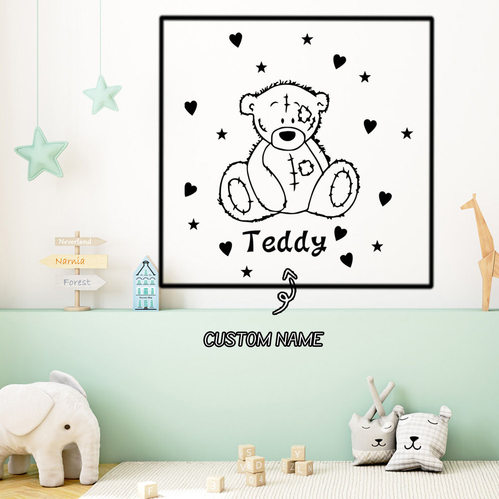 1PC 로맨틱 테디 베어 맞춤형 이름 벽 아트 데칼 장 - Home Decor Wall Tiles 리뷰 및 가격