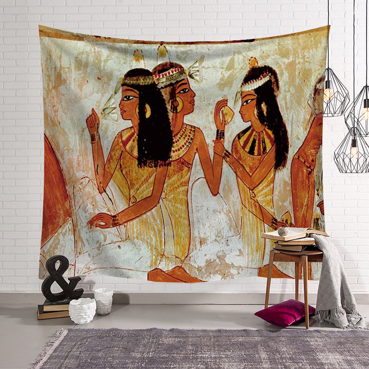 노란색 고대 이집트 문화가 인쇄된 히피 이집트 태피스트 - Home Decor Egypt 리뷰 및 가격