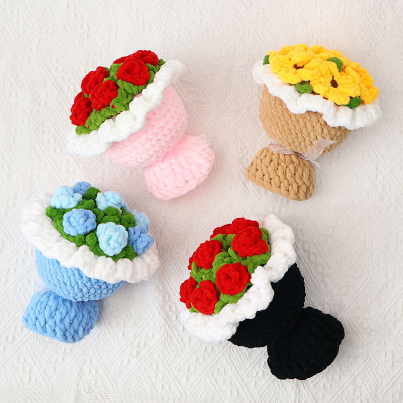 발렌타인데이 선물 부케 완제품 수제 뜨개질 실 큰 장미 - Yarn Home Decor 리뷰 및 가격