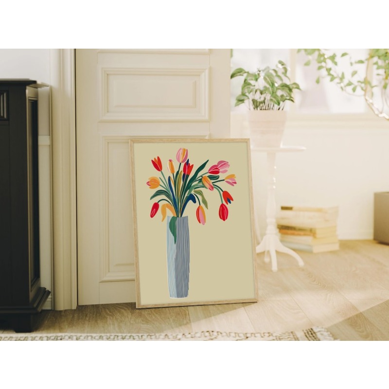 2개 튤립 꽃 캔버스 벽 예술, 프레임 없는 현대적인  - Home Decor Youtube 리뷰 및 가격