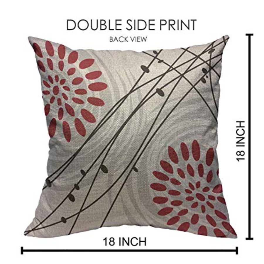 블랙 볼드 레드 플로럴 디자인 그레이 홈 코튼 린넨 장 - Decorative Throw Pillow 리뷰 및 가격
